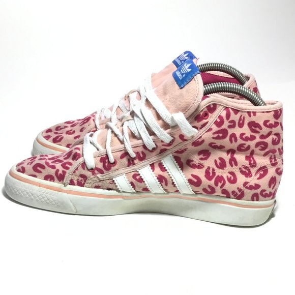 Adidas Girl's High Top Sneakers Pink Cheetah Pattern Size 5 GUC - Picture 4 of 9